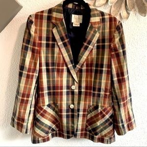 De Mura  100% cotton red and green plaid blazer made in Japan